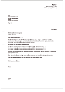 Brief an die Bank wegen fehlender Überweisung Word