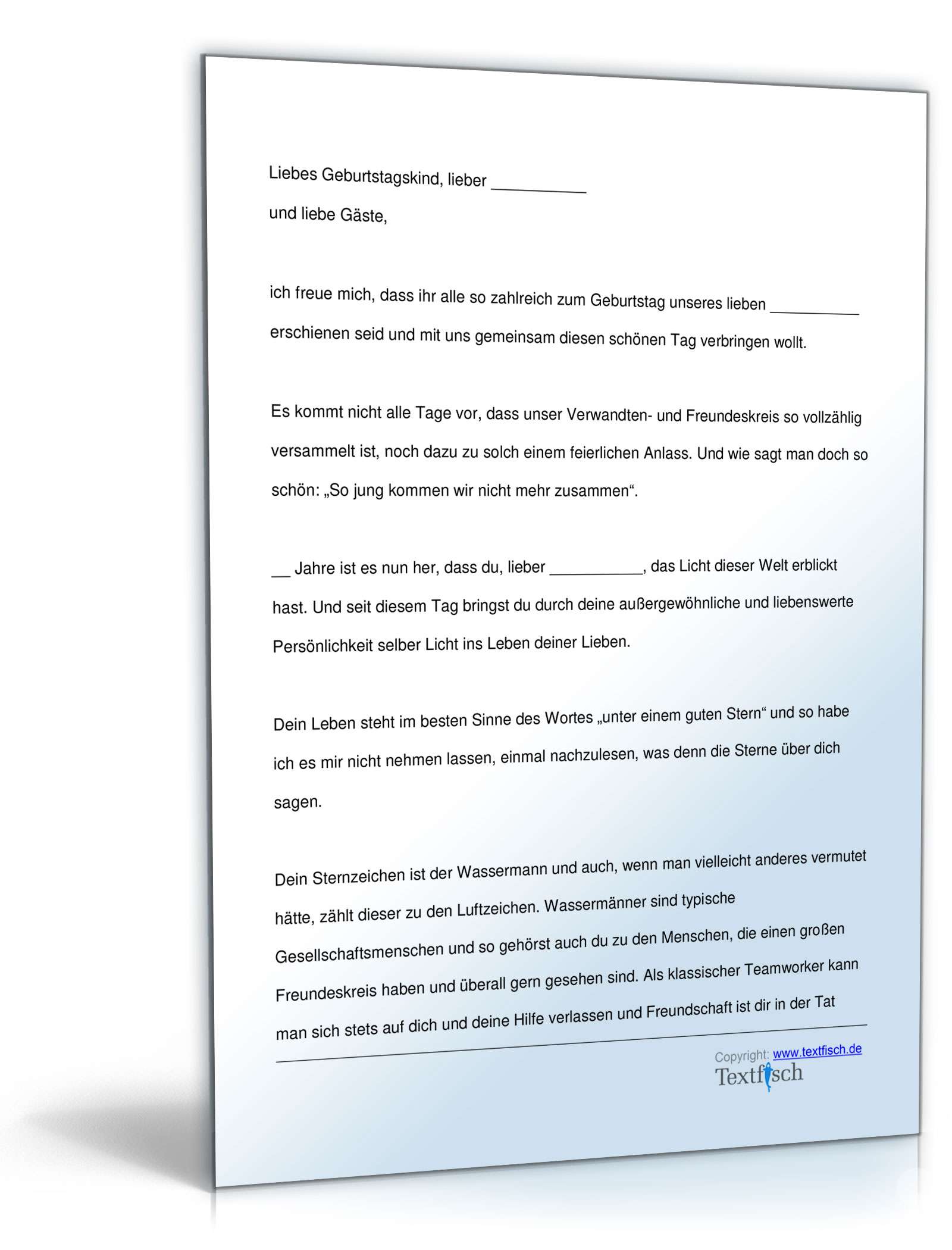 Geburtstagsrede Sternzeichen Wassermann (männlich) PDF. Seite: 2