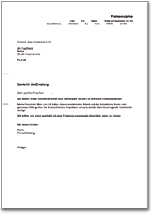 Danksagung nach einer Einladung zum Essen Word