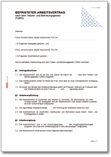 Befristeter Arbeitsvertrag Word