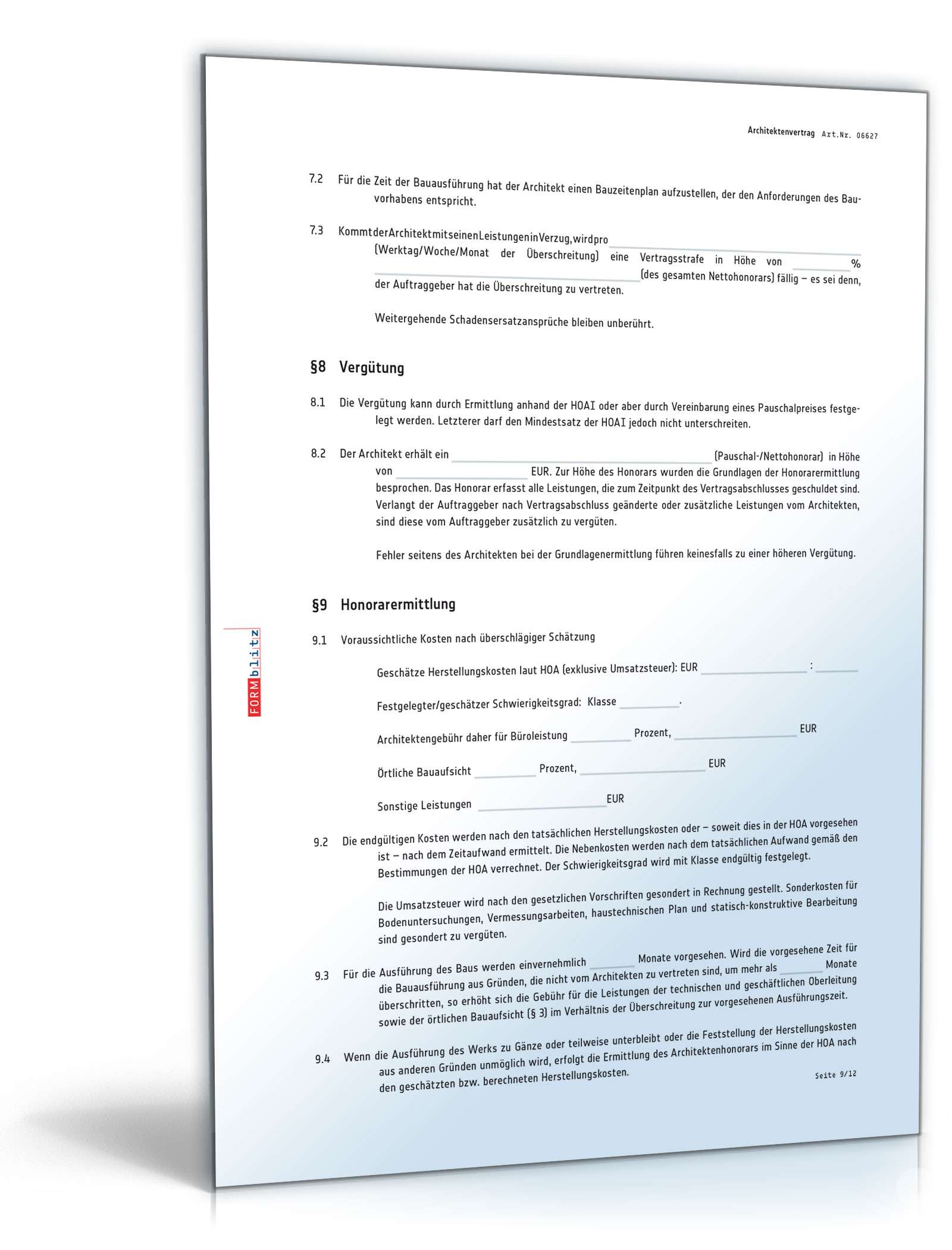 Architektenvertrag PDF. Seite: 9