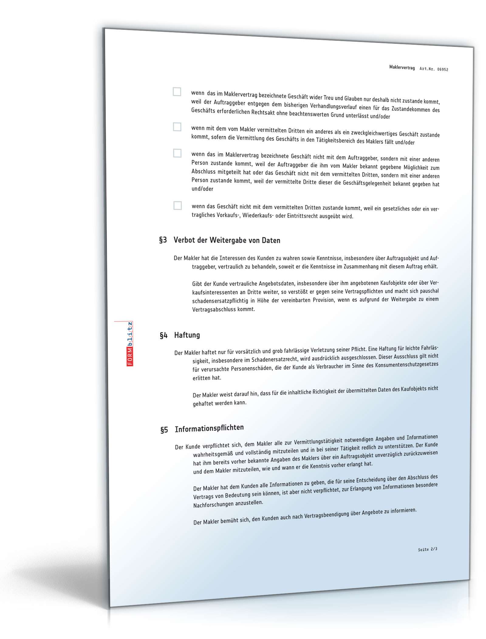 Maklervertrag PDF. Seite: 2