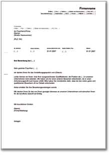 Absage an einen Bewerber nach dem Vorstellungsgespräch Word