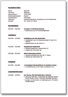 Lebenslauf (Bauzeichner) Word