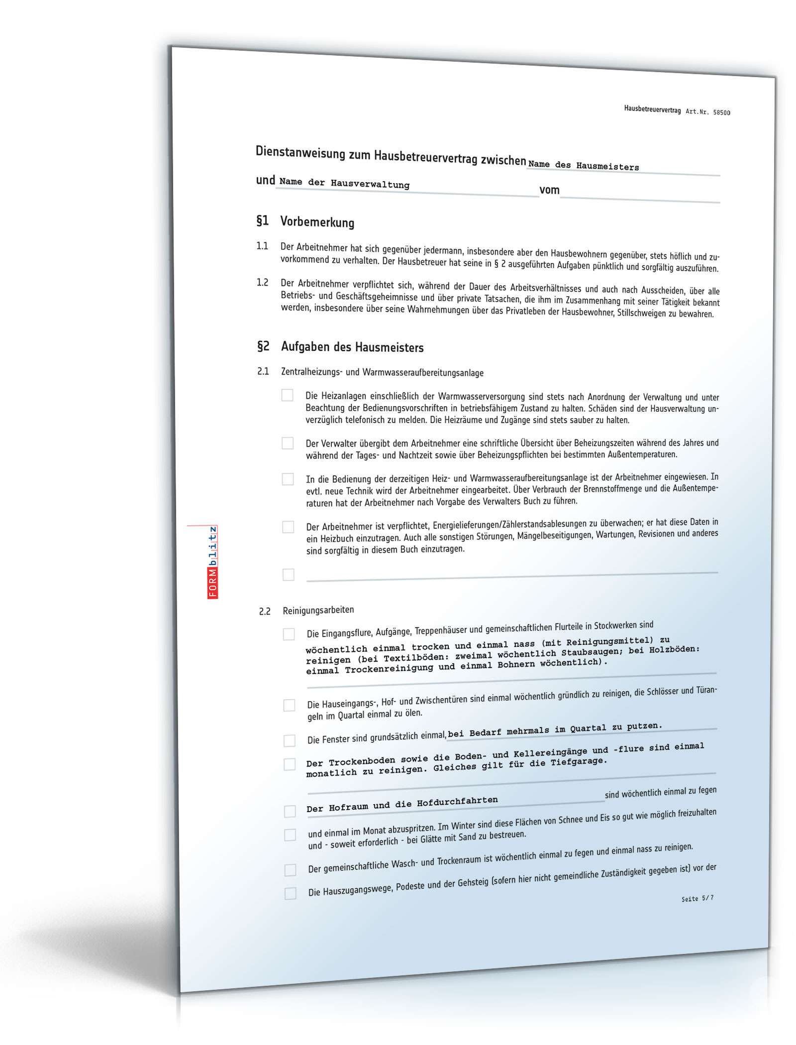 Hausbetreuervertrag PDF. Seite: 5