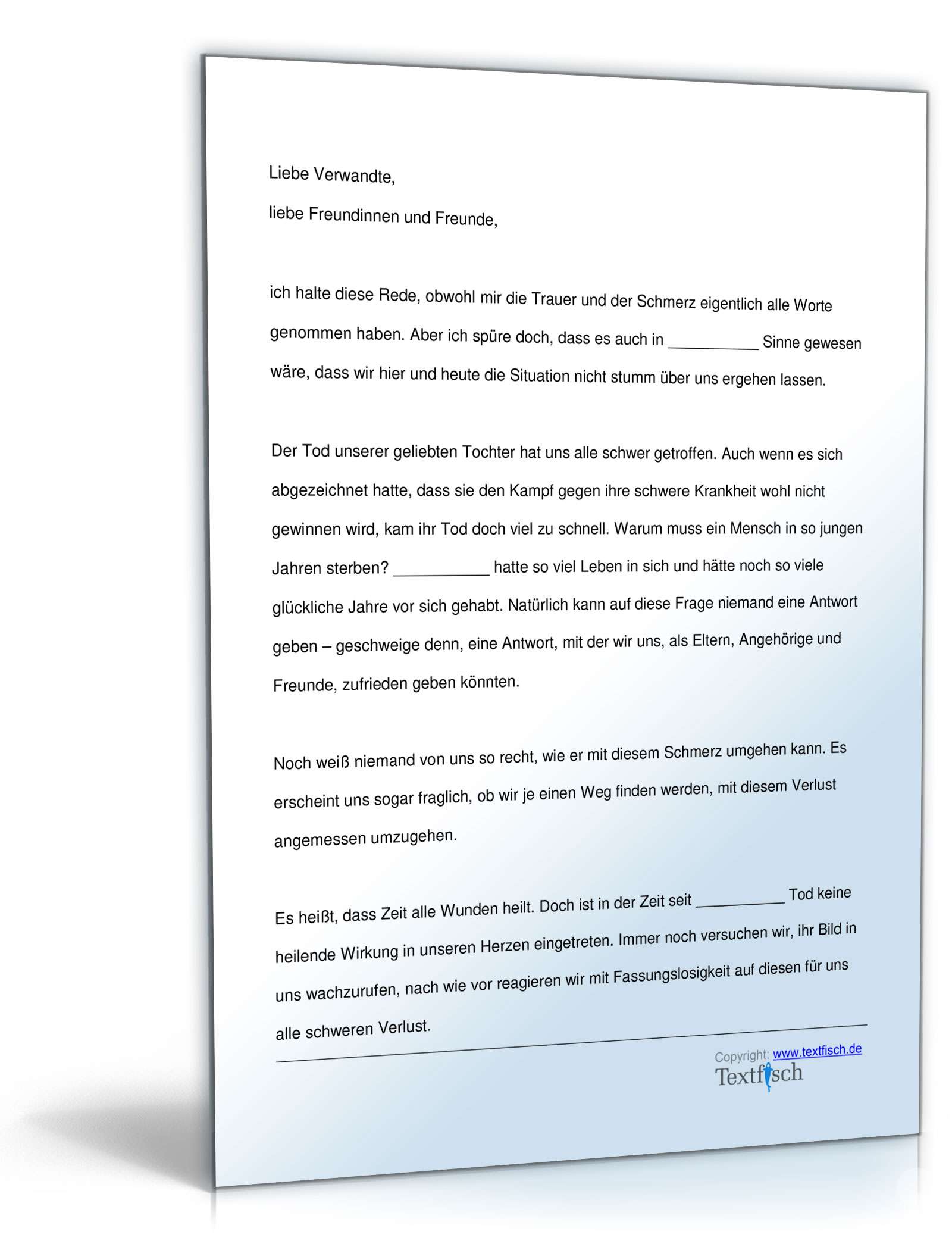 Trauerrede - Tochter stirbt nach Krankheit  PDF. Seite: 2