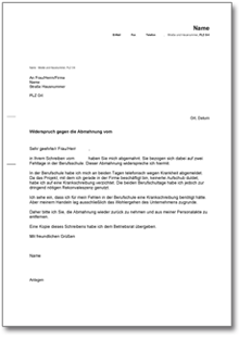 Gegendarstellung zur Abmahnung eines Auszubildenden Word