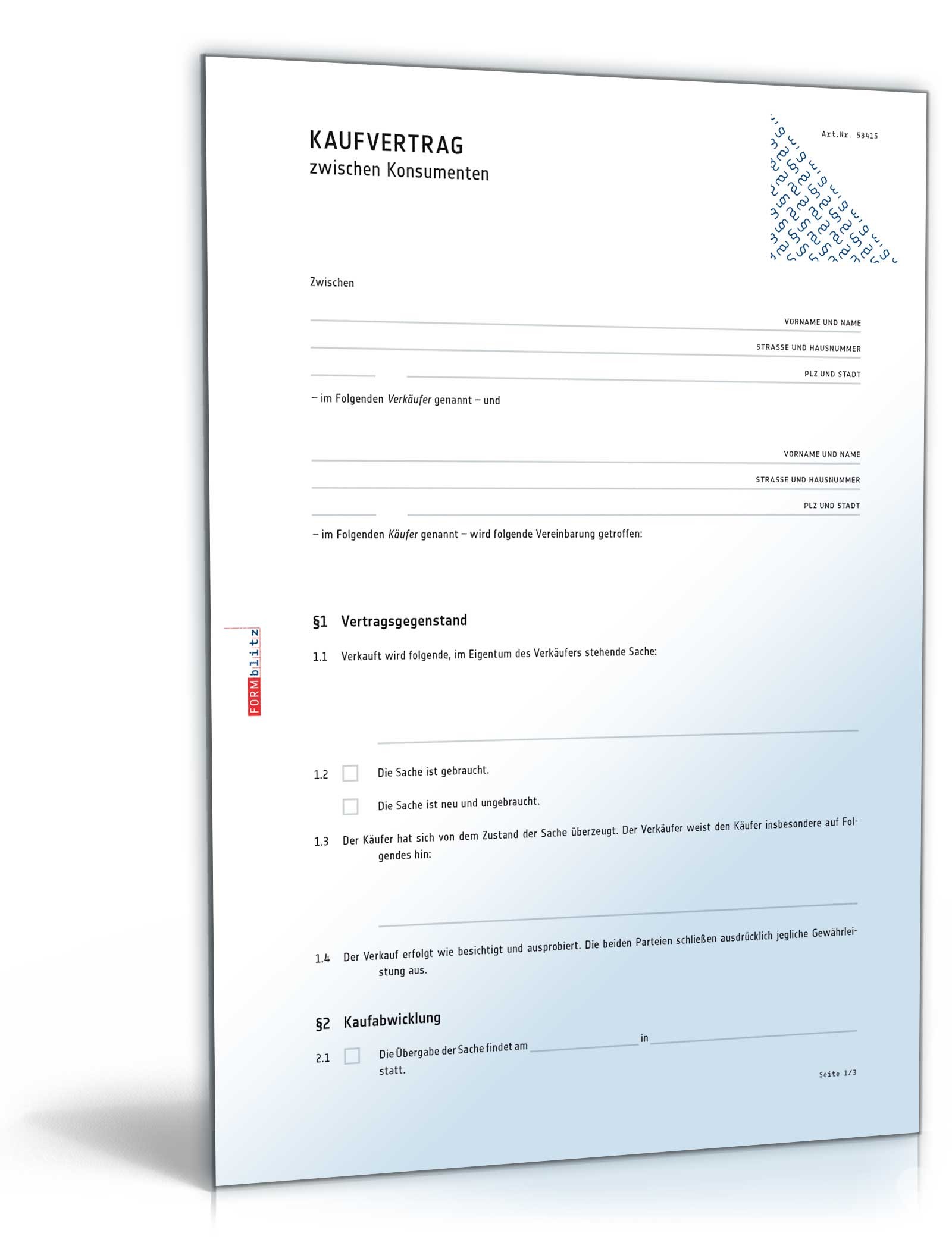 Kaufvertrag allgemein Word. Seite: 2
