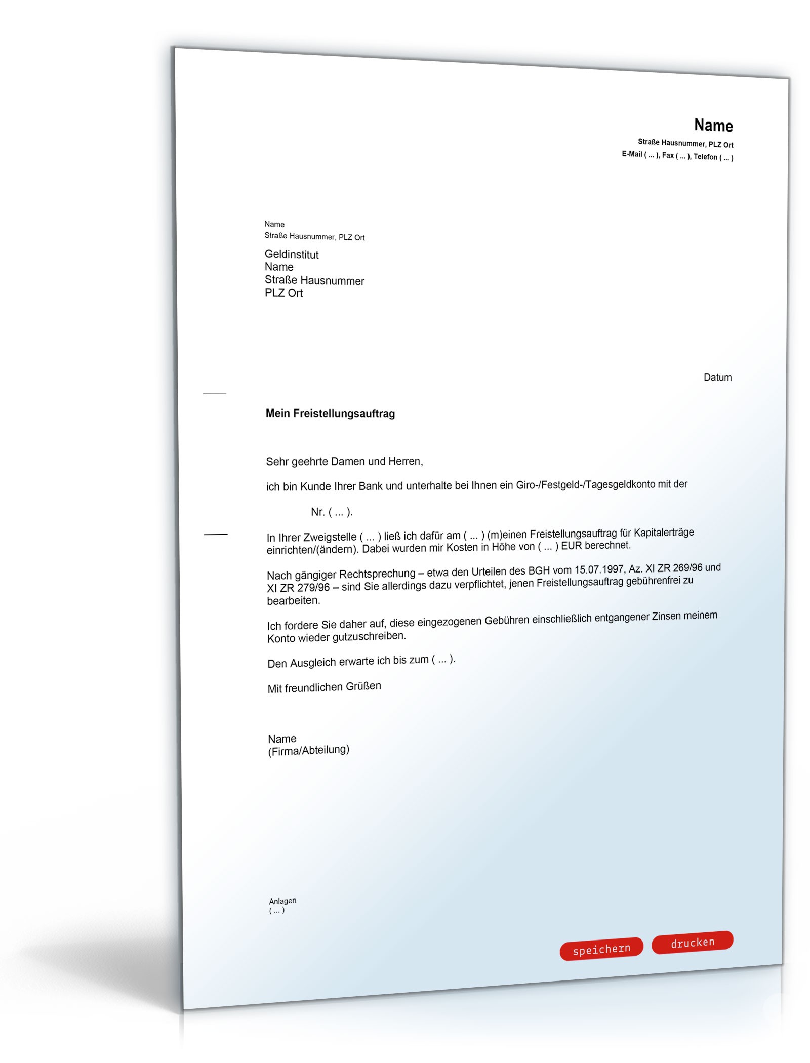 Beschwerde bei einer Bank PDF