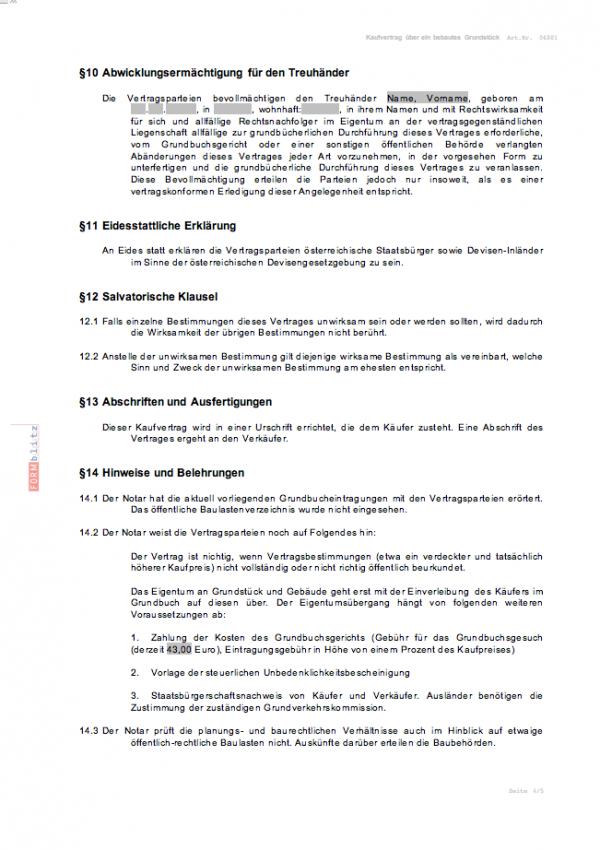 Kaufvertrag über ein bebautes Grundstück Word. Seite: 3