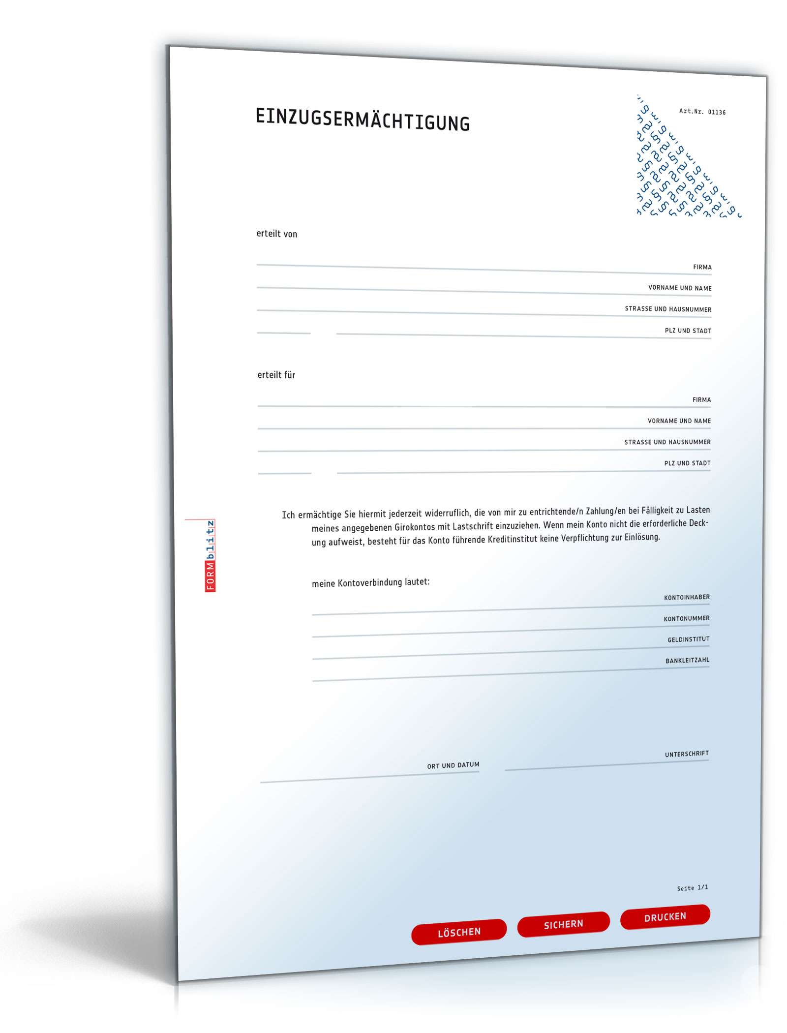 Formlose Einzugsermächtigung PDF