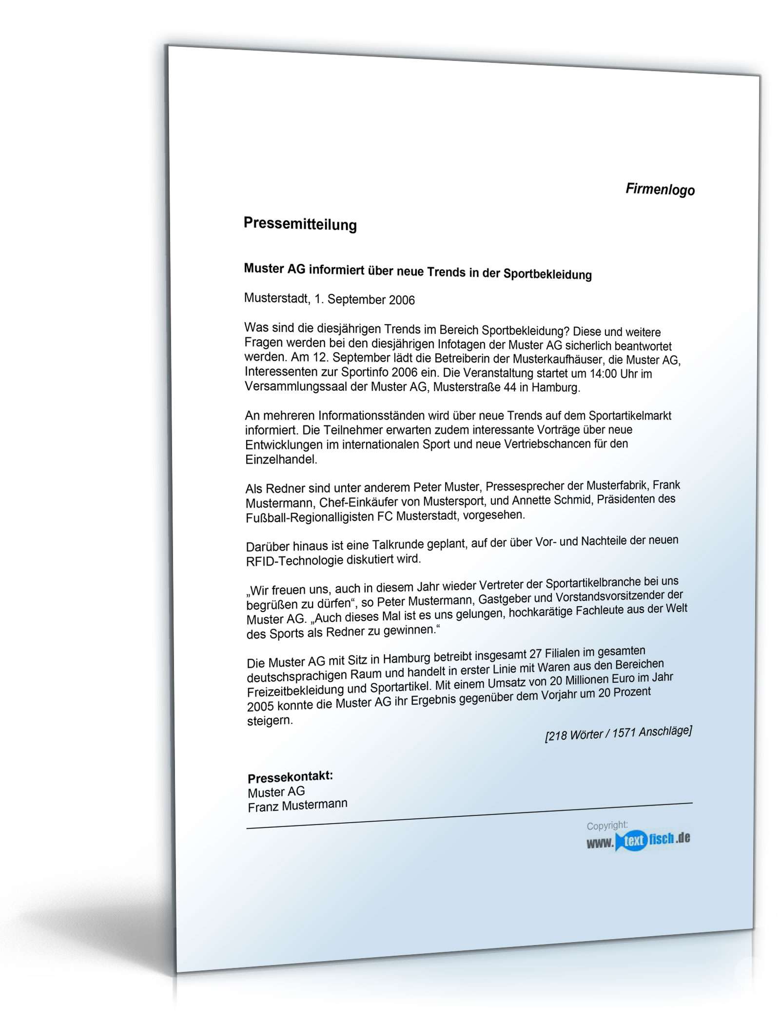 Pressemitteilung Ankündigung einer Informationsveranstaltung PDF