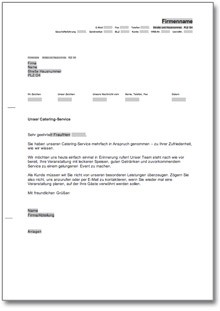 Werbebrief für einen Catering-Service Word