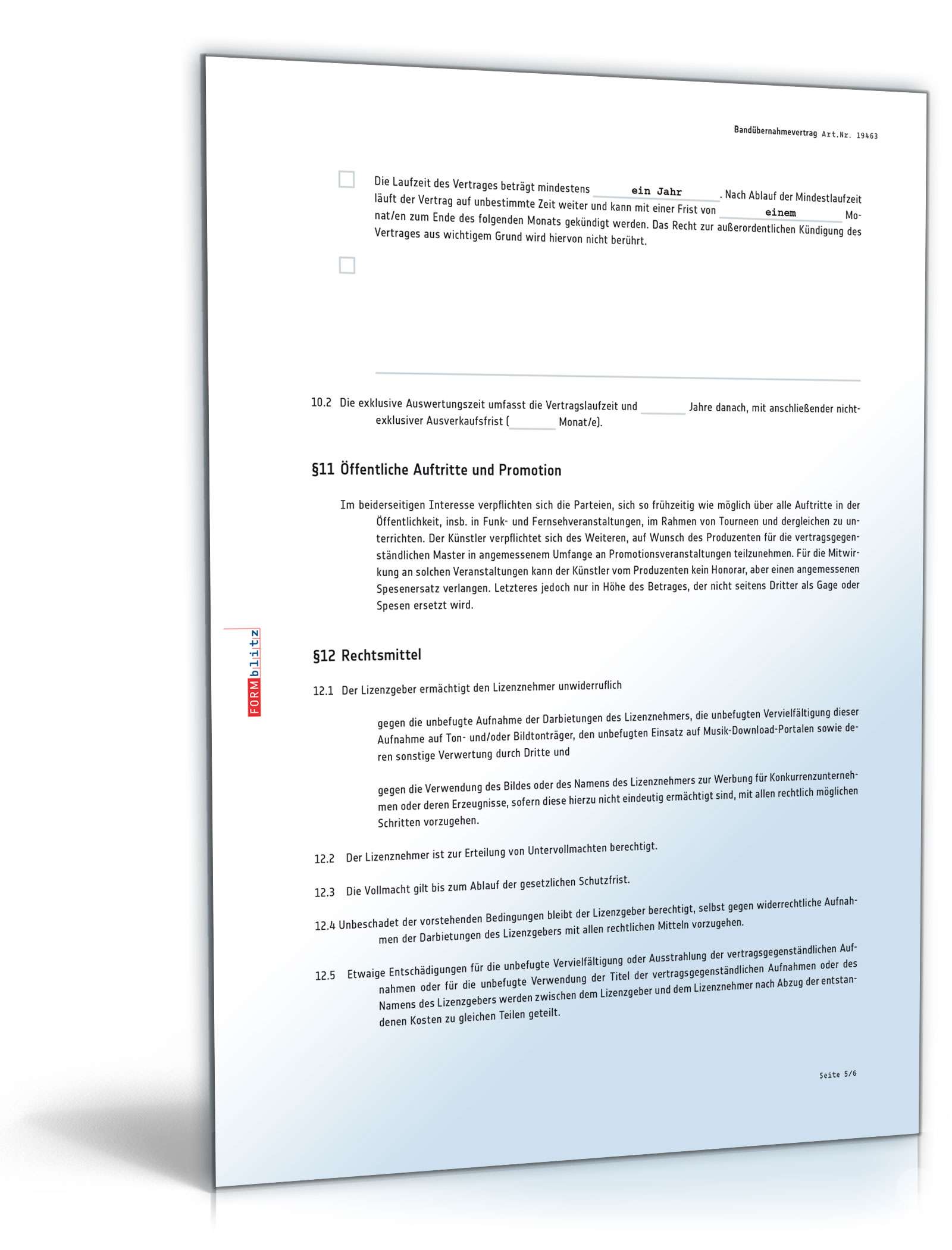 Bandübernahmevertrag mit Labelcopy PDF. Seite: 5