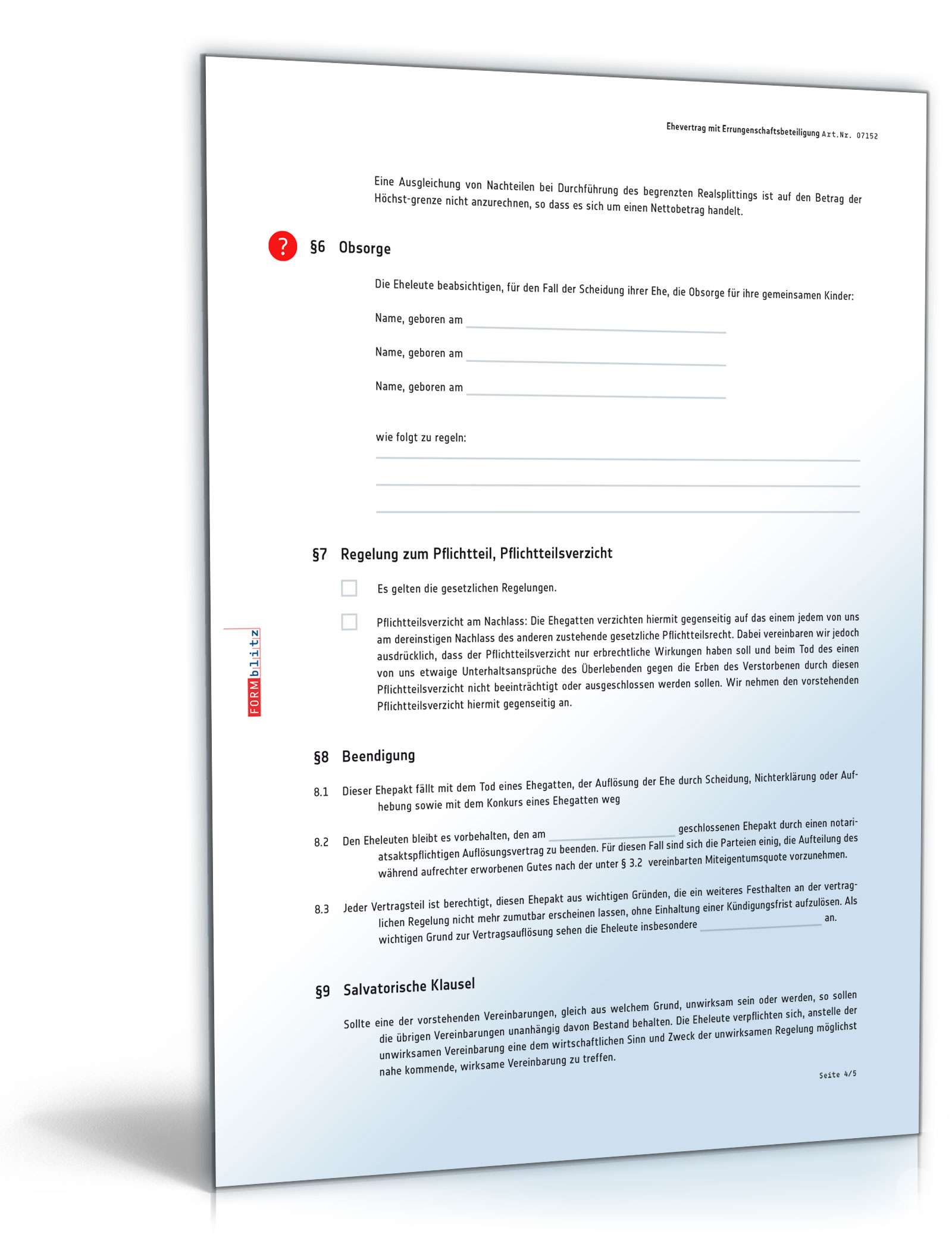 Ehevertrag mit Errungenschaftsbeteiligung PDF. Seite: 4