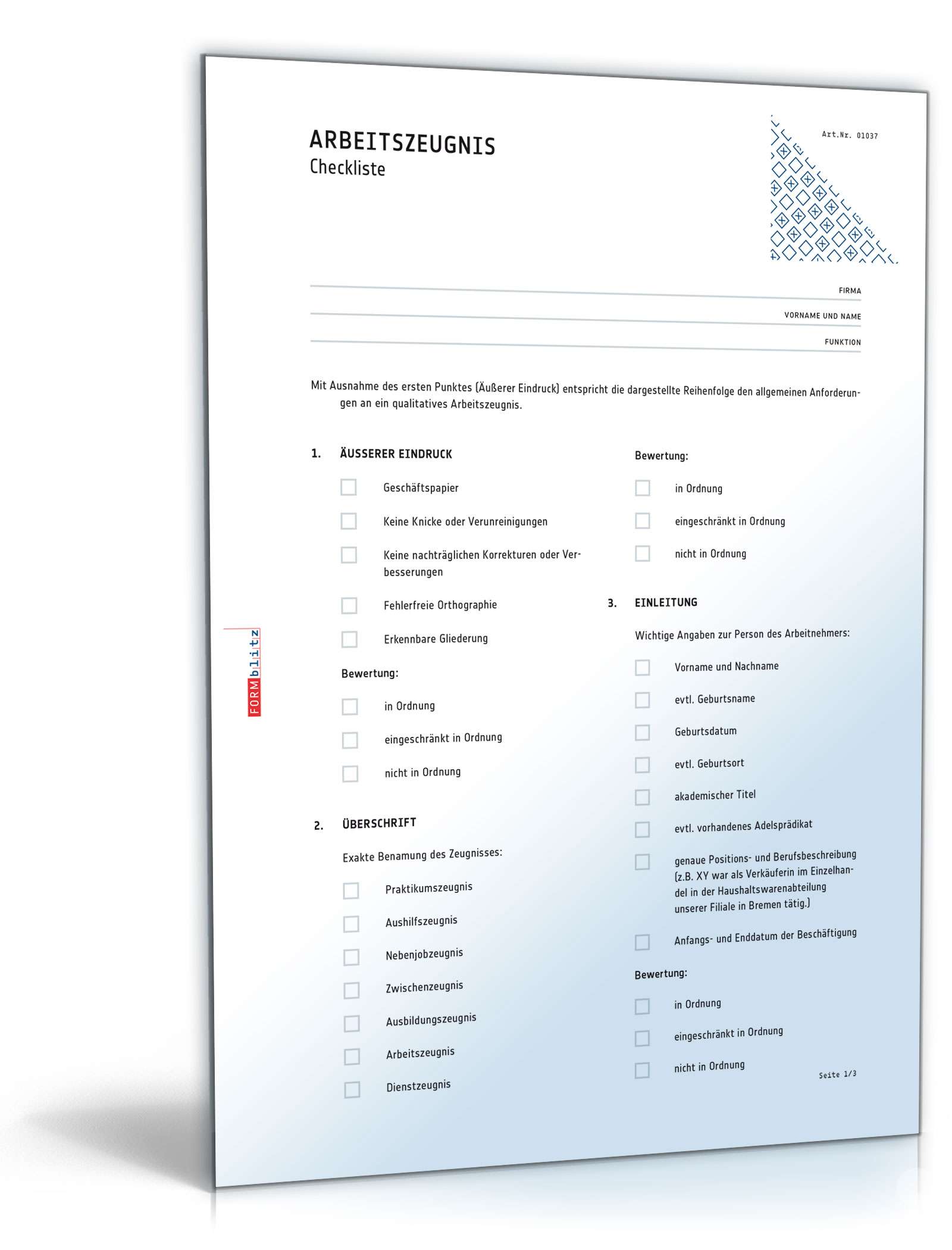 Checkliste Arbeitszeugnis PDF