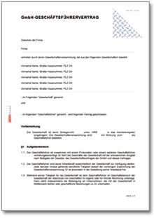 GmbH-Geschäftsführervertrag Word