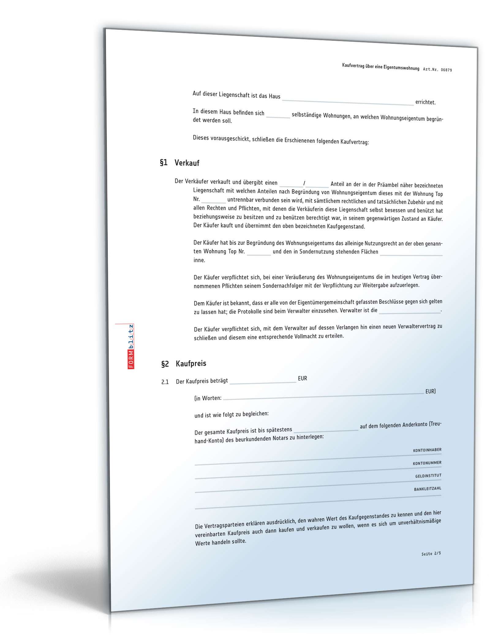 Kaufvertrag über eine Eigentumswohnung PDF. Seite: 2