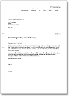 Beanstandung der Gartenpflege Word