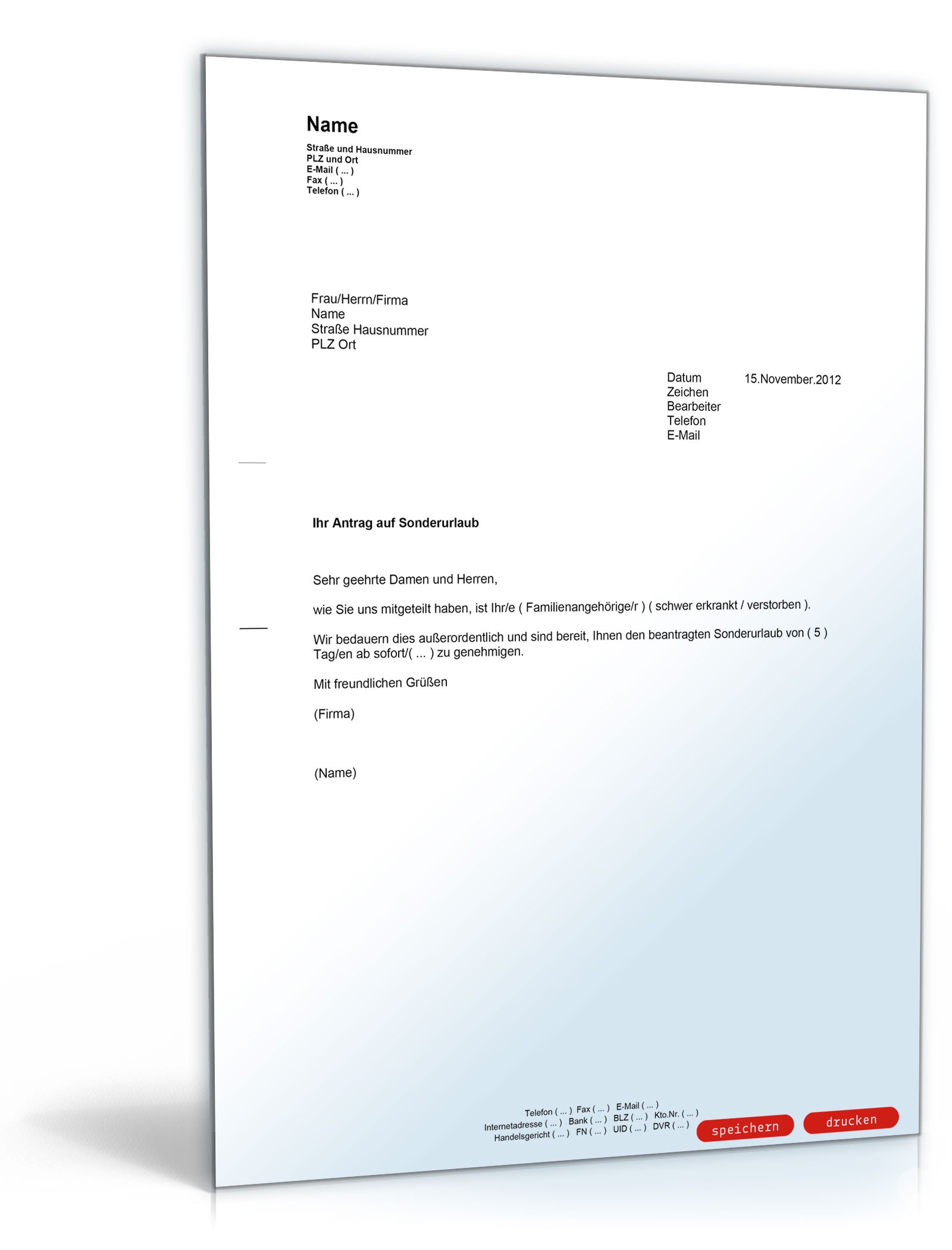 Bewilligung von Sonderurlaub durch den Arbeitgeber PDF