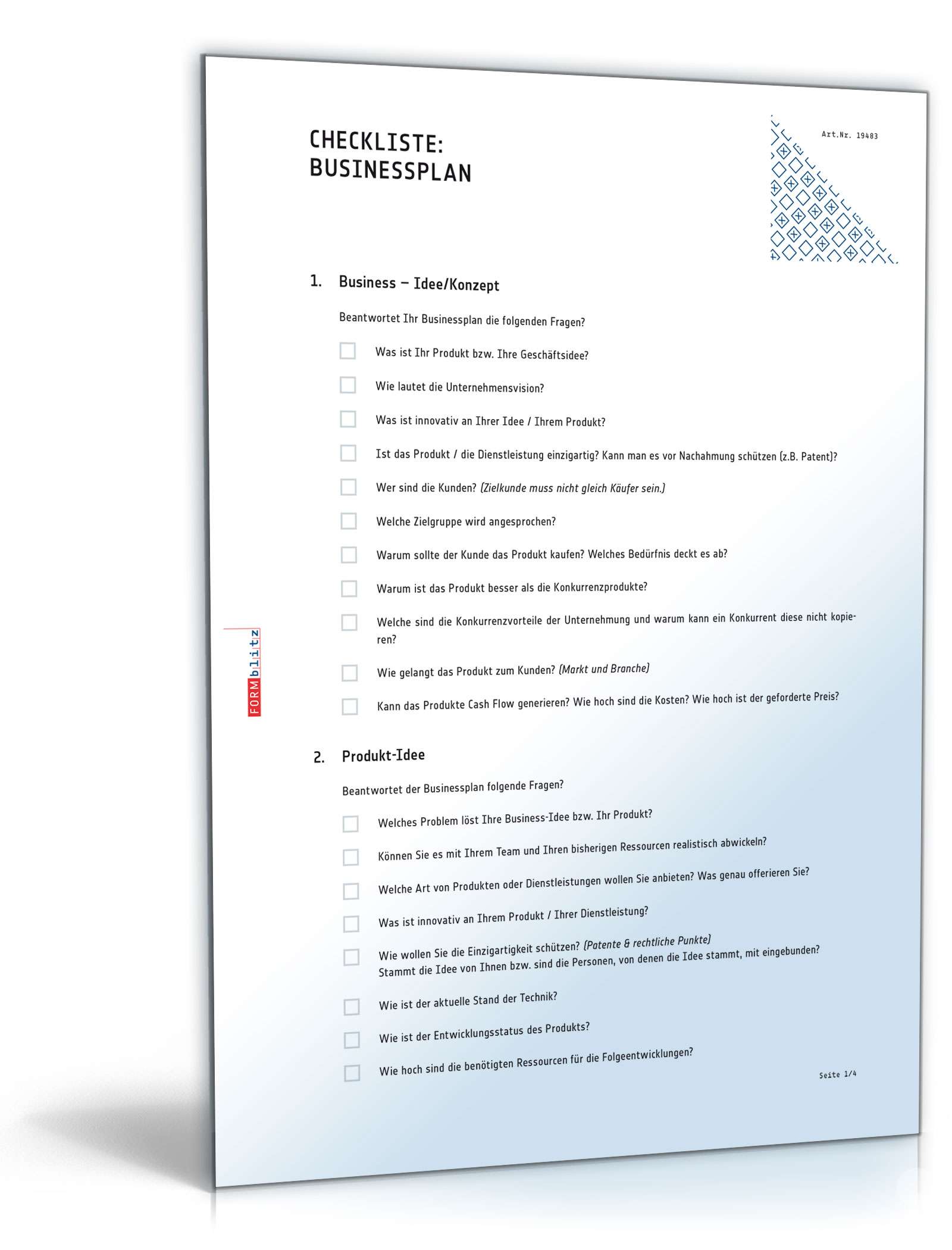 Checkliste für einen Businessplan PDF