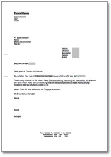 Bitte um bevorzugte Bearbeitung beim Finanzamt Word