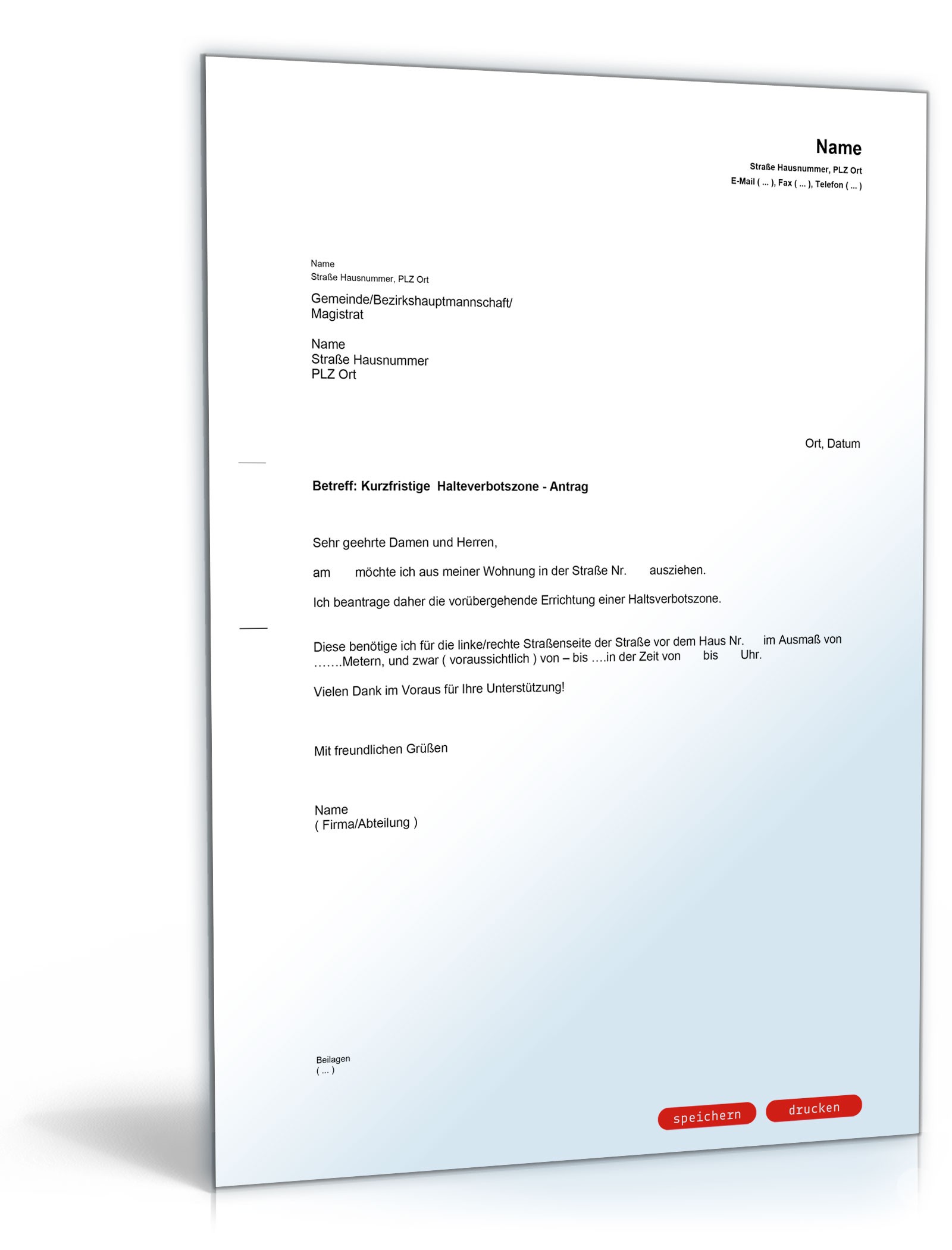 Antrag auf Errichtung einer Haltsverbotszone PDF