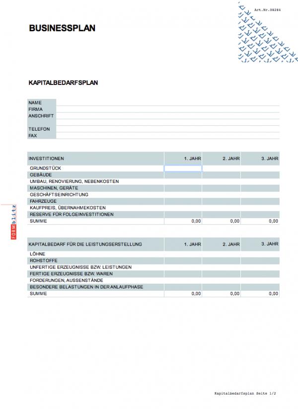 Businessplan allgemein Excel. Seite: 5