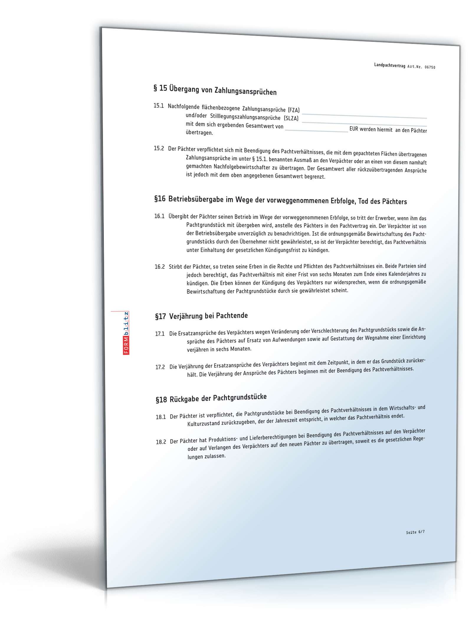 Landpachtvertrag PDF. Seite: 6