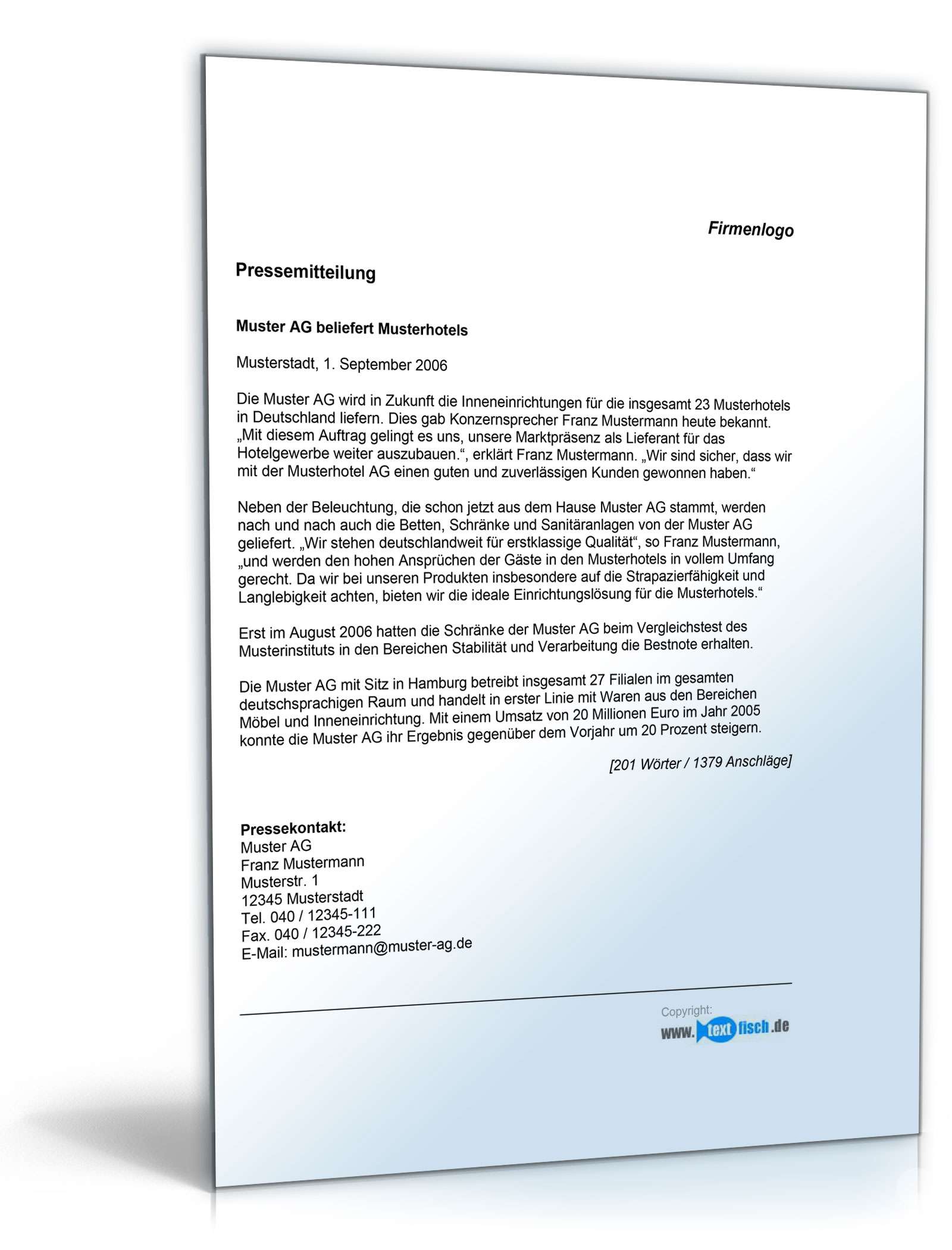 Pressemitteilung zur Gewinnung eines Neukunden