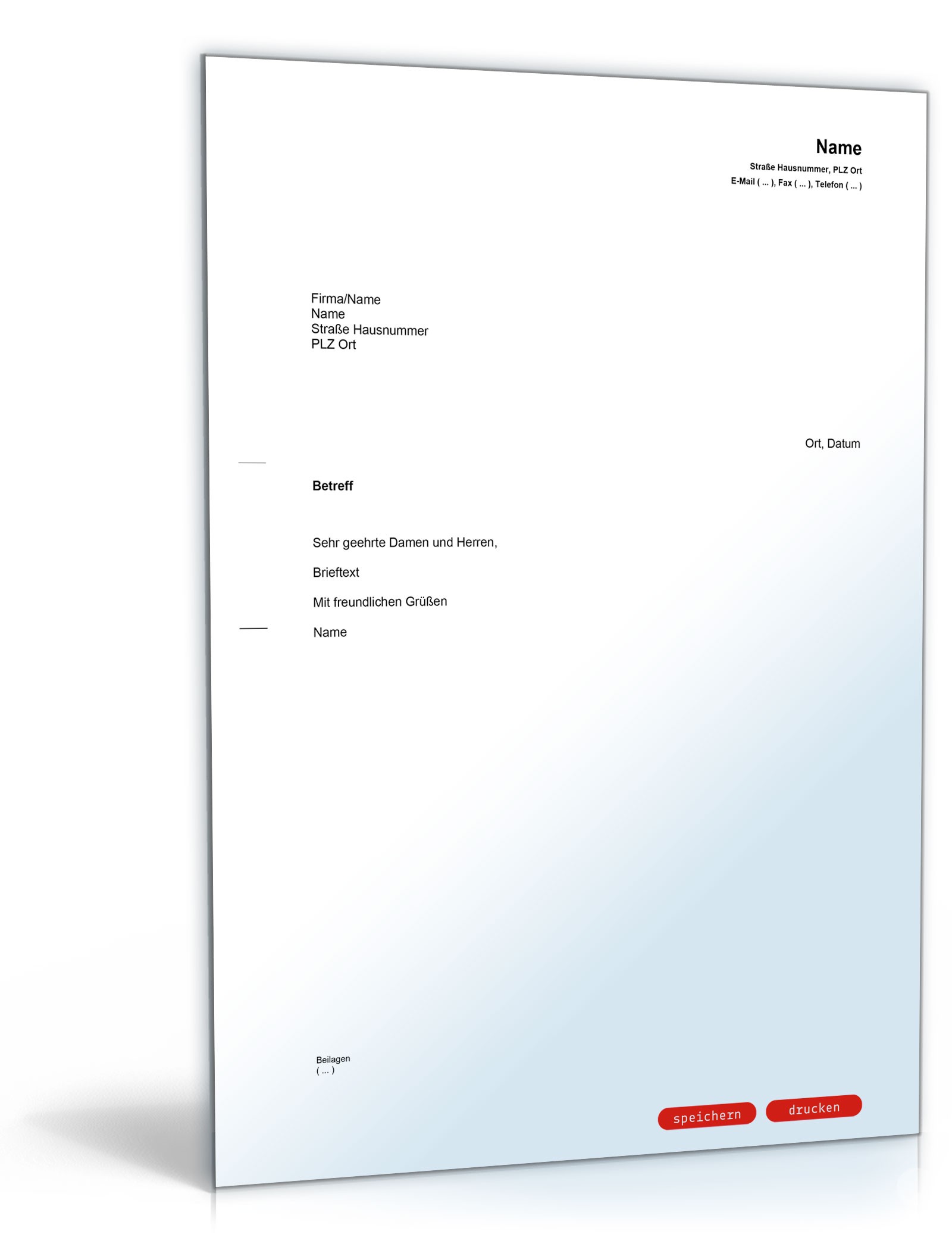 Allgemeiner Musterbrief PDF