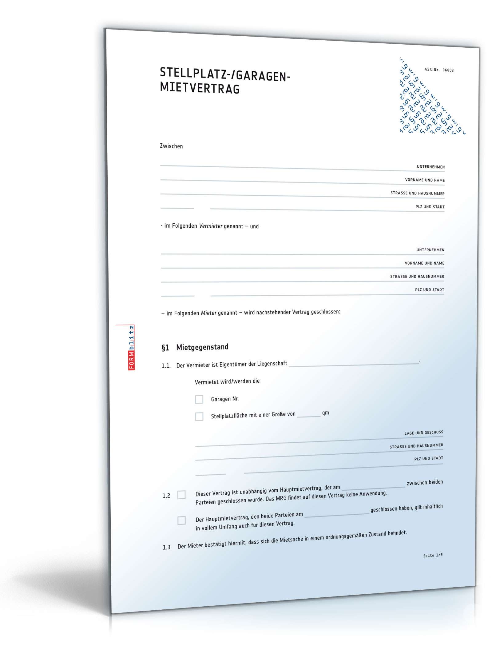 Garagenmietvertrag PDF