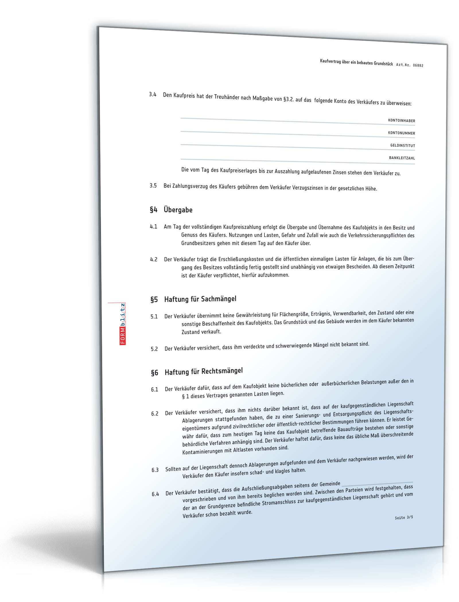 Kaufvertrag über ein bebautes Grundstück PDF. Seite: 3