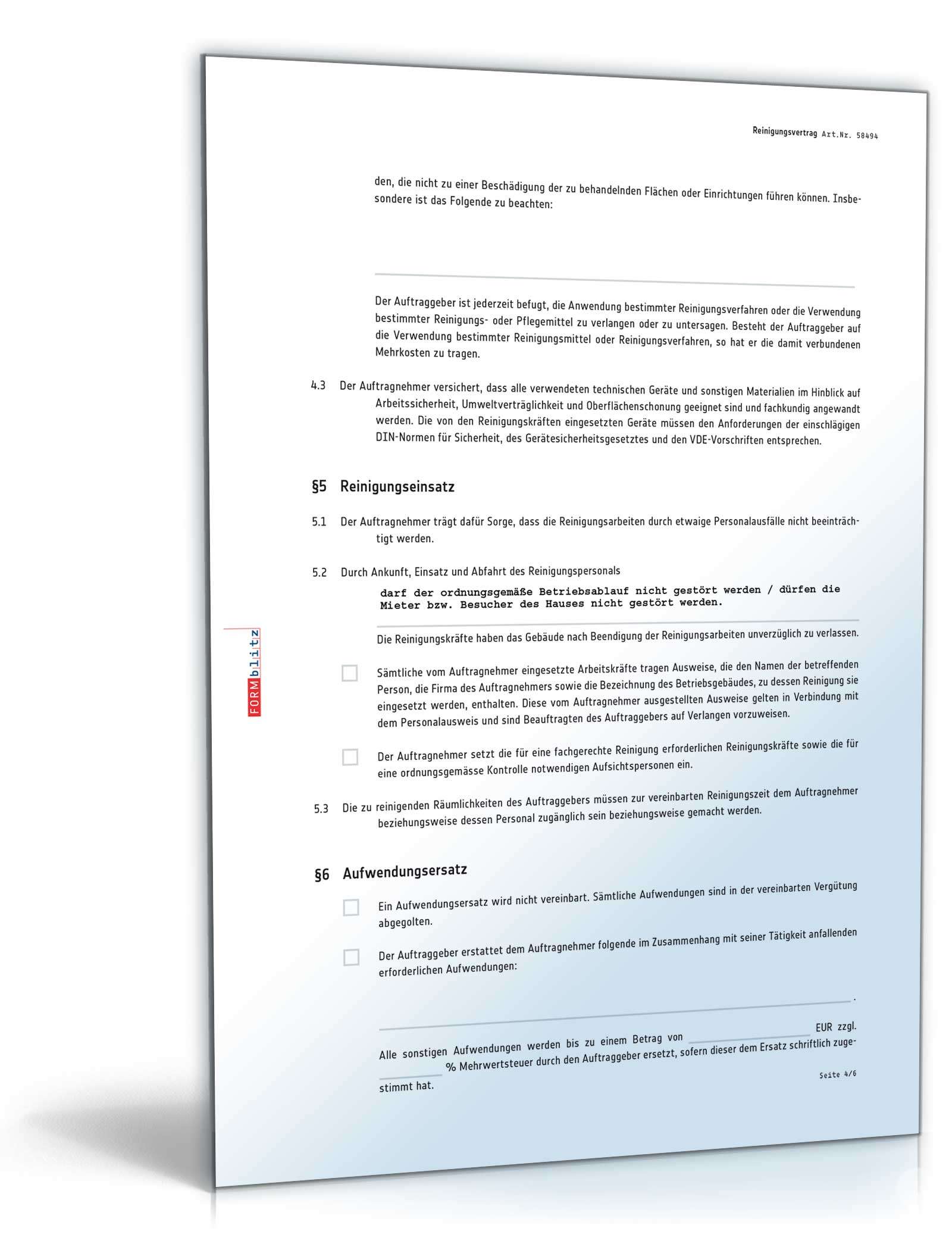 Reinigungsvertrag PDF. Seite: 4