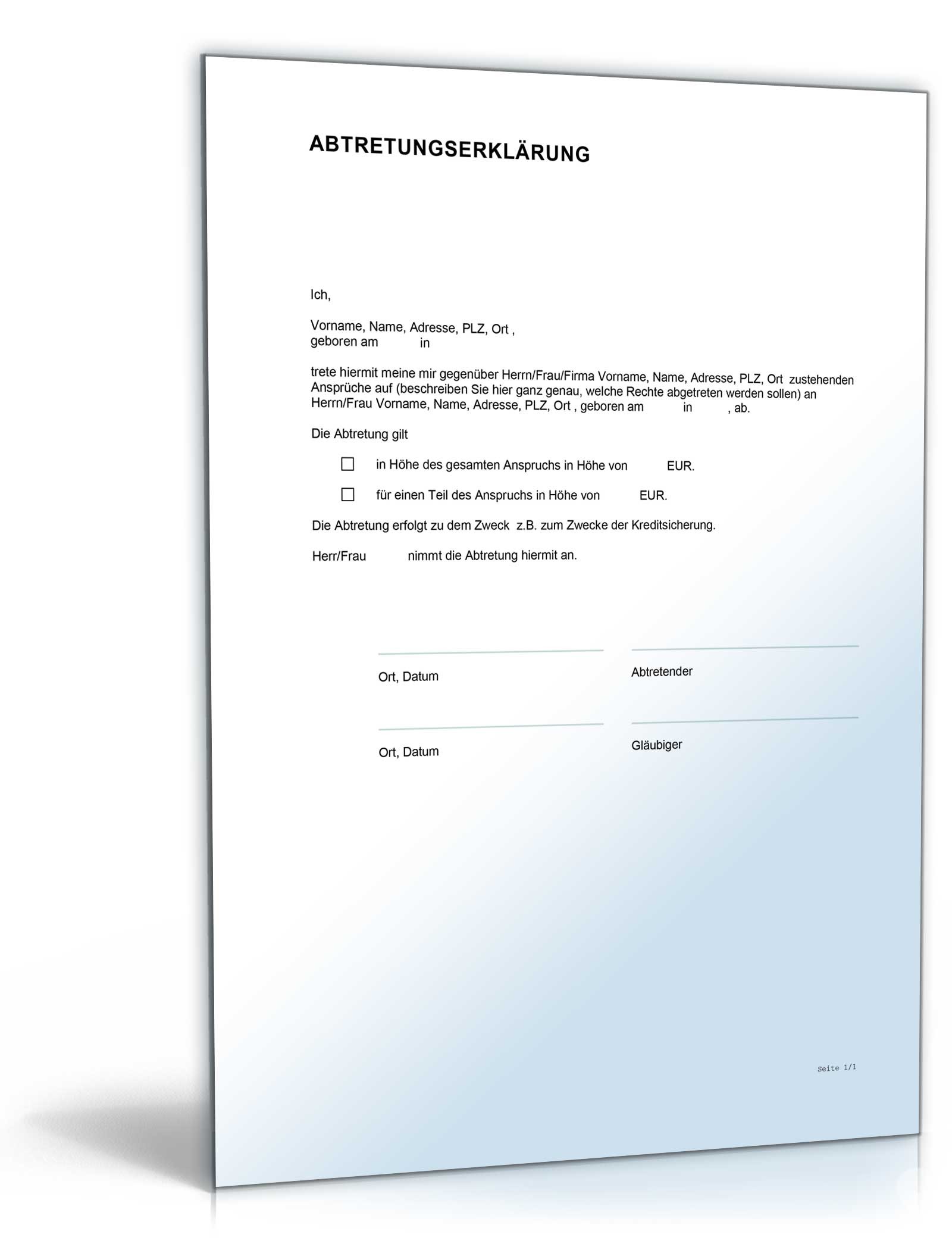 Abtretungserklärung (allgemein) Word. Seite: 2