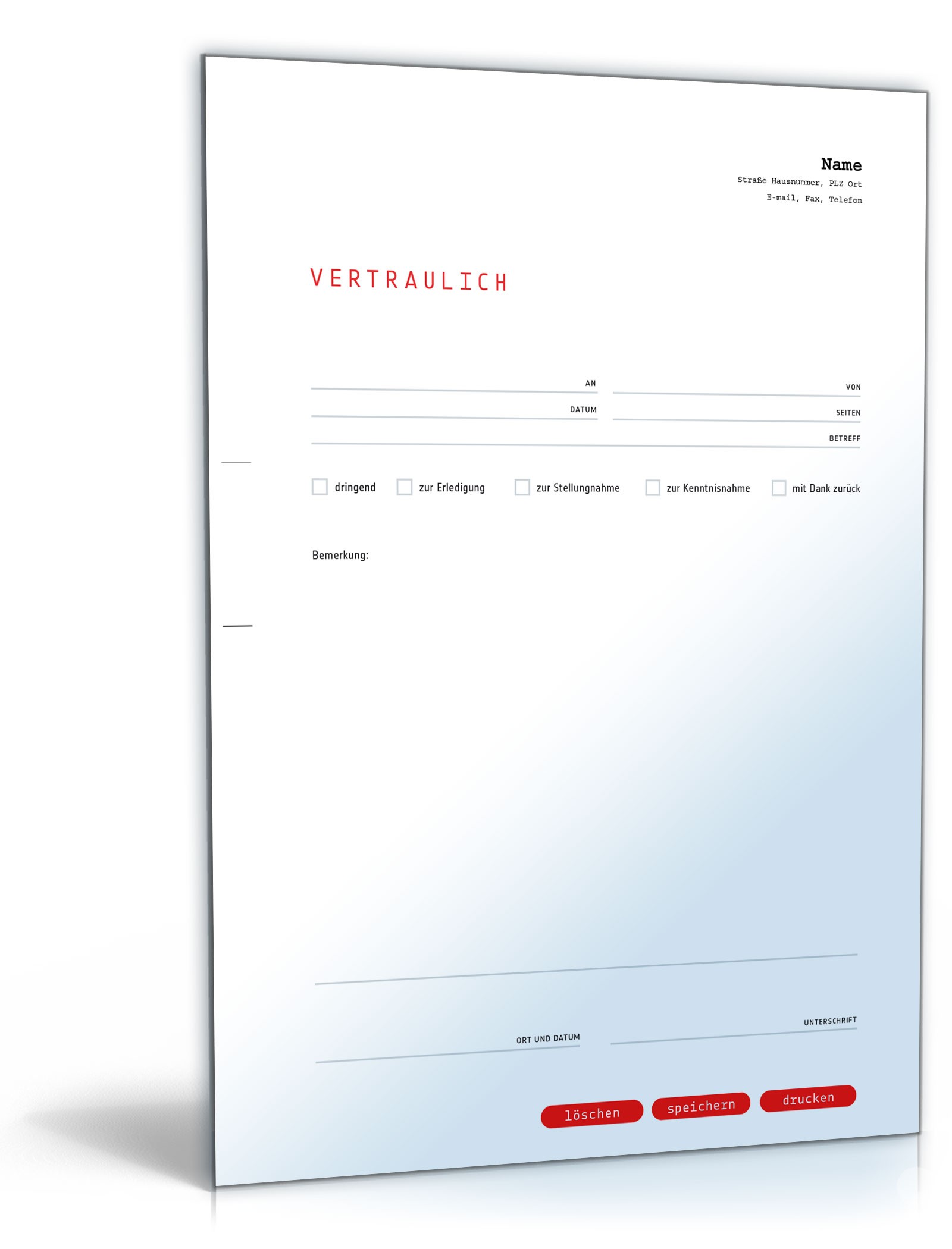 Faxvorlage (vertraulich) PDF