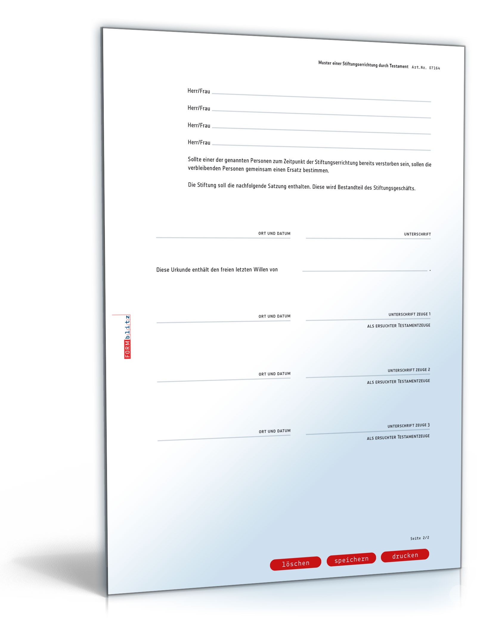 Stiftungserrichtung durch Testament PDF. Seite: 2