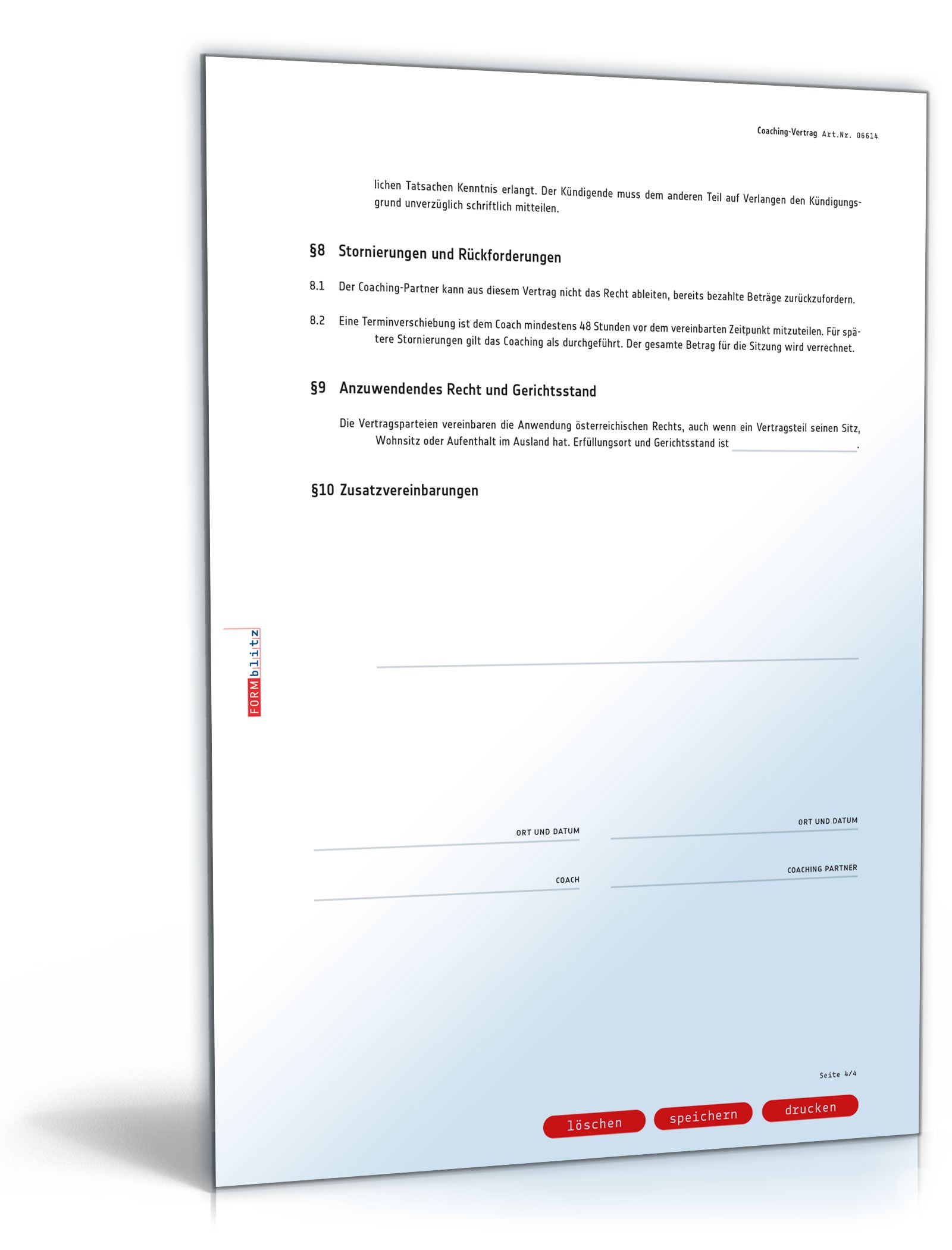 Coachingvertrag PDF. Seite: 4