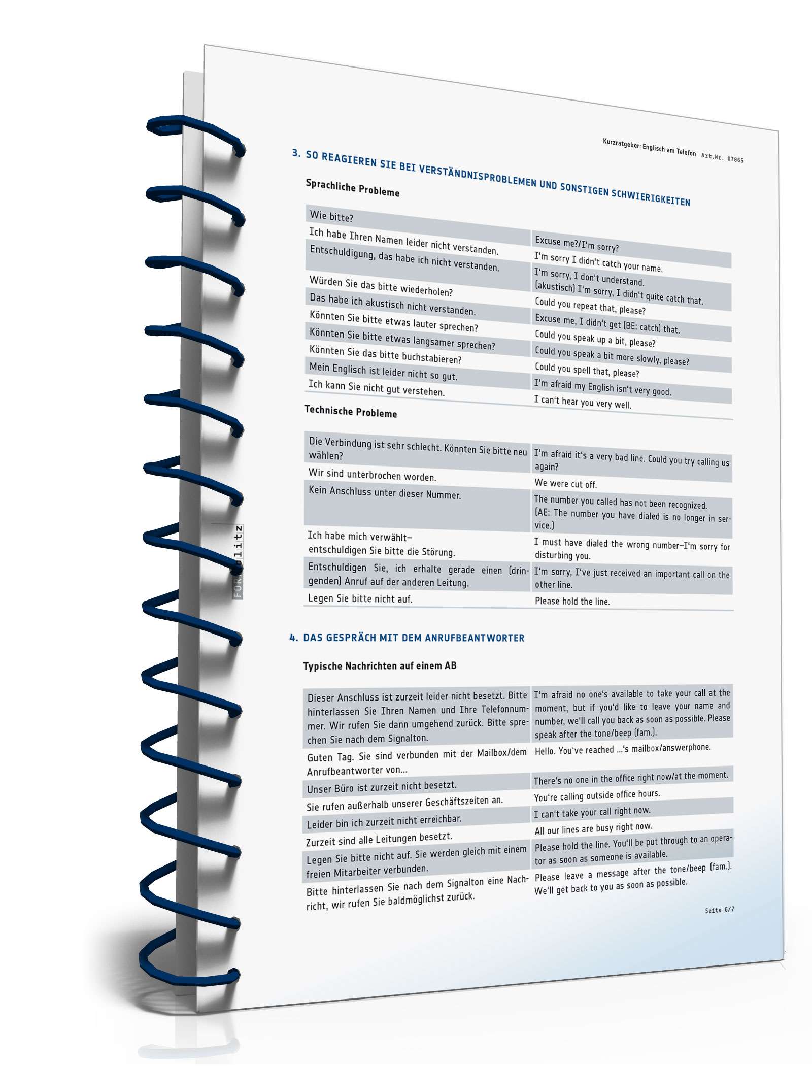 Englisch-Spickzettel fürs Telefon PDF. Seite: 7