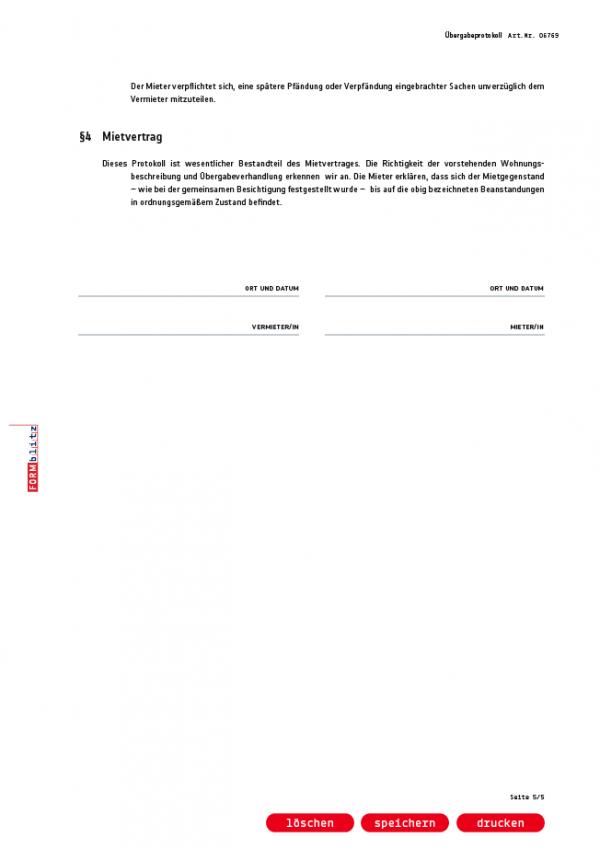 Übergabeprotokoll als Anlage zum Mietvertrag PDF. Seite: 3