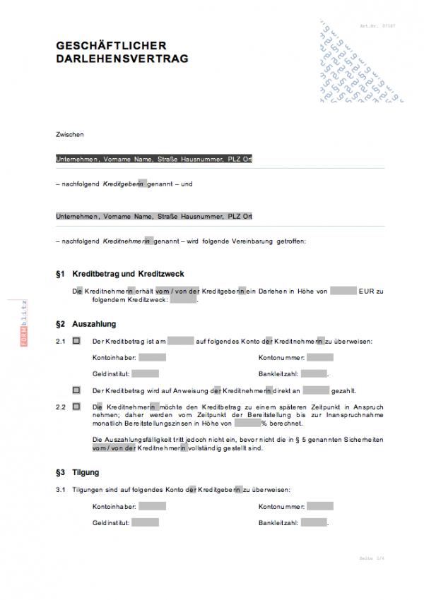 Geschäftlicher Darlehensvertrag Word. Seite: 2