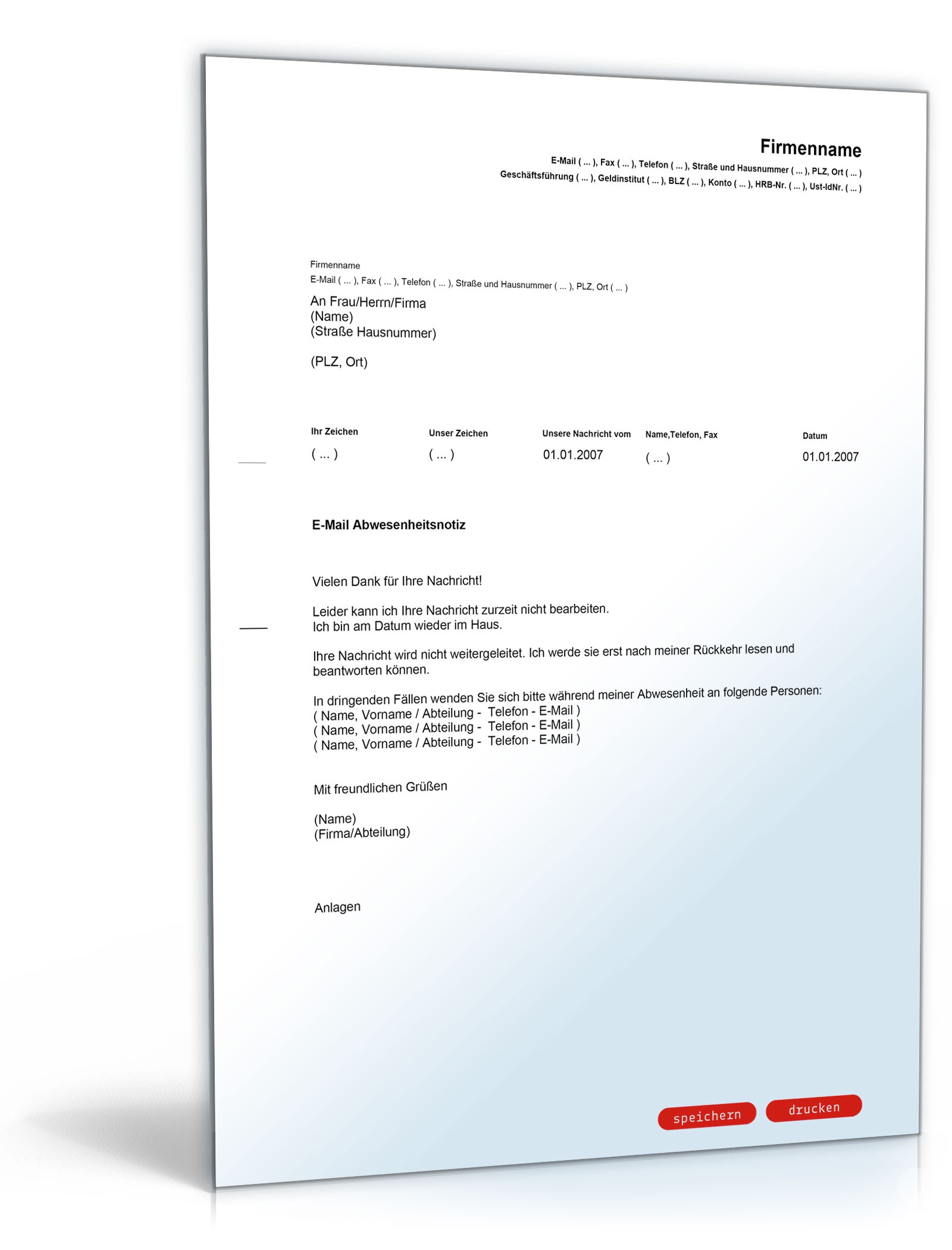 E-Mail-Abwesenheitsnotiz PDF
