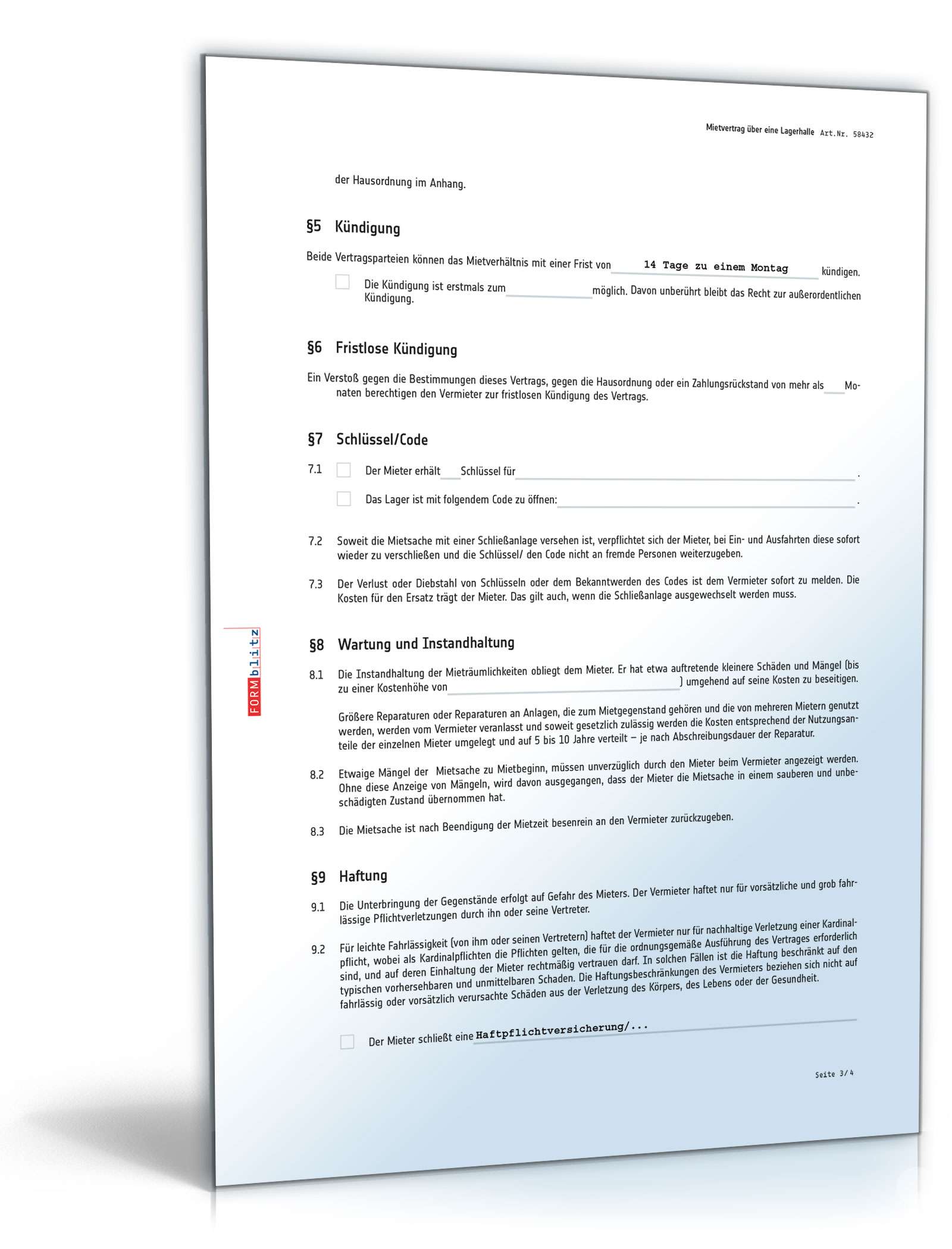 Mietvertrag über eine Lagerhalle PDF. Seite: 3