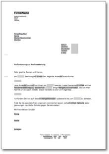 Aufforderung zur Nachbesserung einer Dienstleistung Word