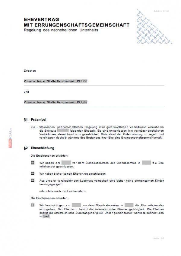 Ehevertrag mit Errungenschaftsbeteiligung Word. Seite: 2