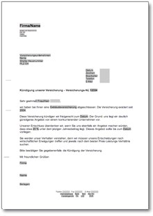 Kündigung einer Versicherung Word