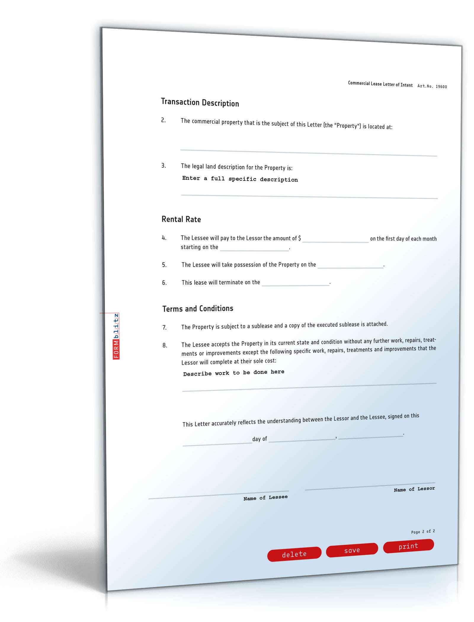 Absichtserklärung auf Englisch PDF. Seite: 2