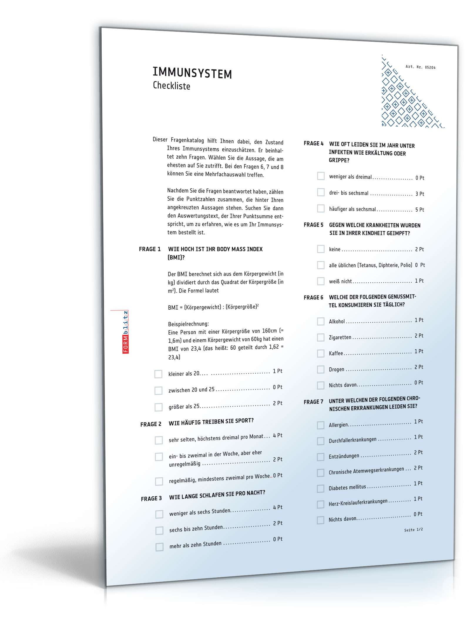 Checkliste Immunsystem PDF