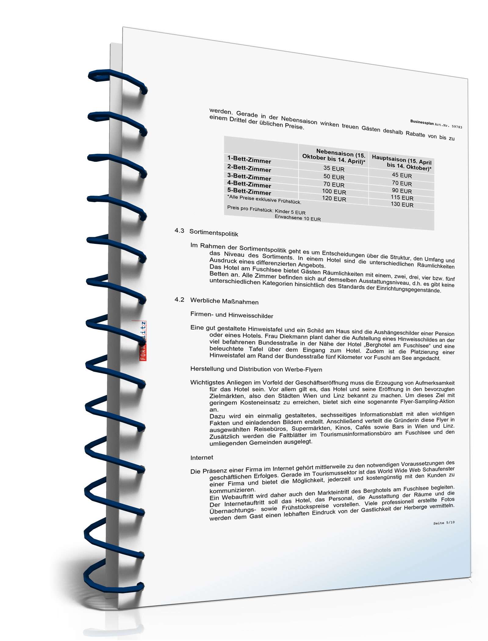 Businessplan für ein Hotel Excel. Seite: 6