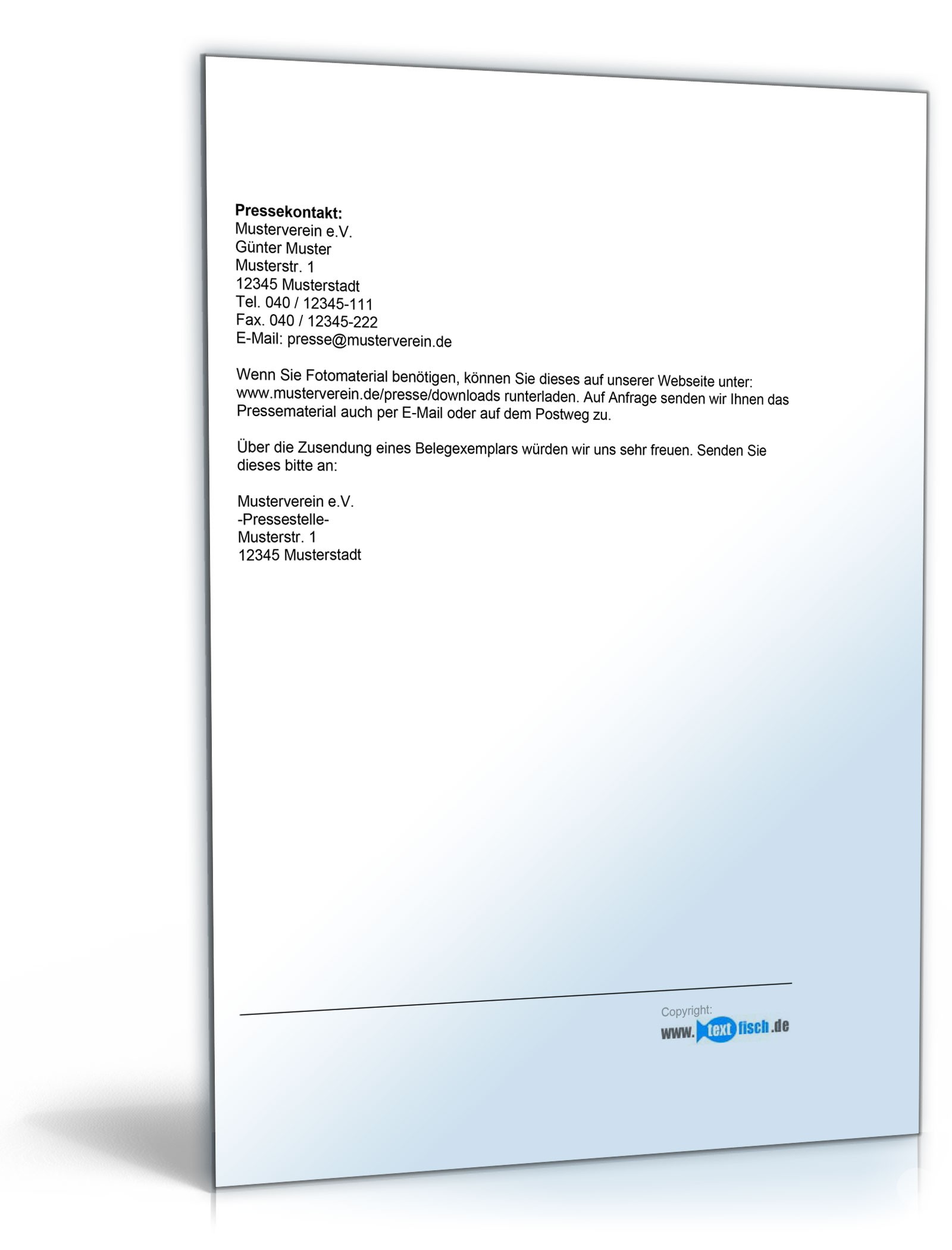 Pressemitteilung Bekanntgabe einer Vereinsgründung (Sportverein)  PDF. Seite: 2